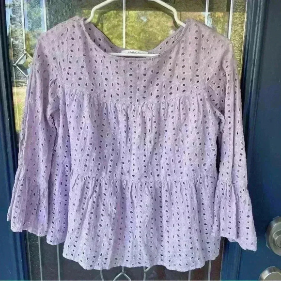 Mustard seed Purple lavendar eyelit boho flowy top size small - Picture 1 of 8